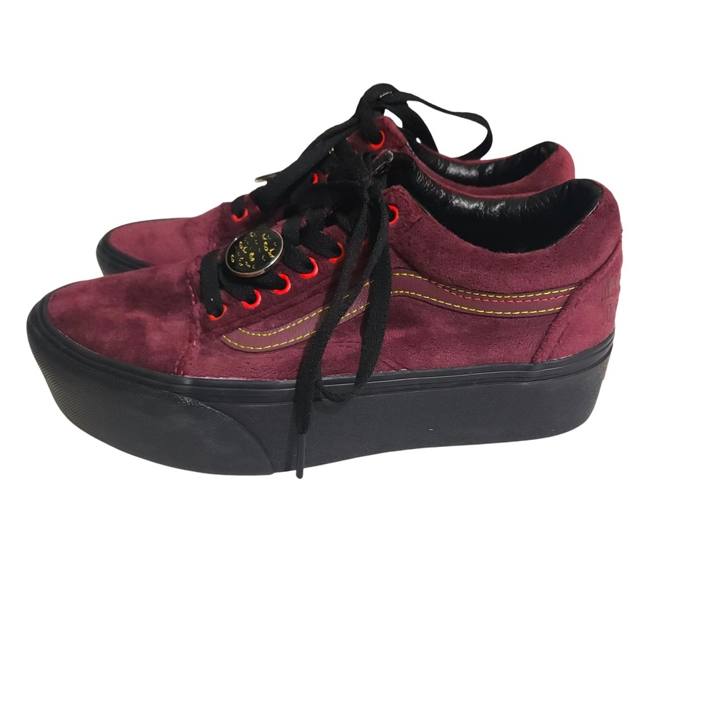 Vans Disney Wmns Sz 8 Snow White Evil Queen Old Skool Stacked Burgundy Velvet